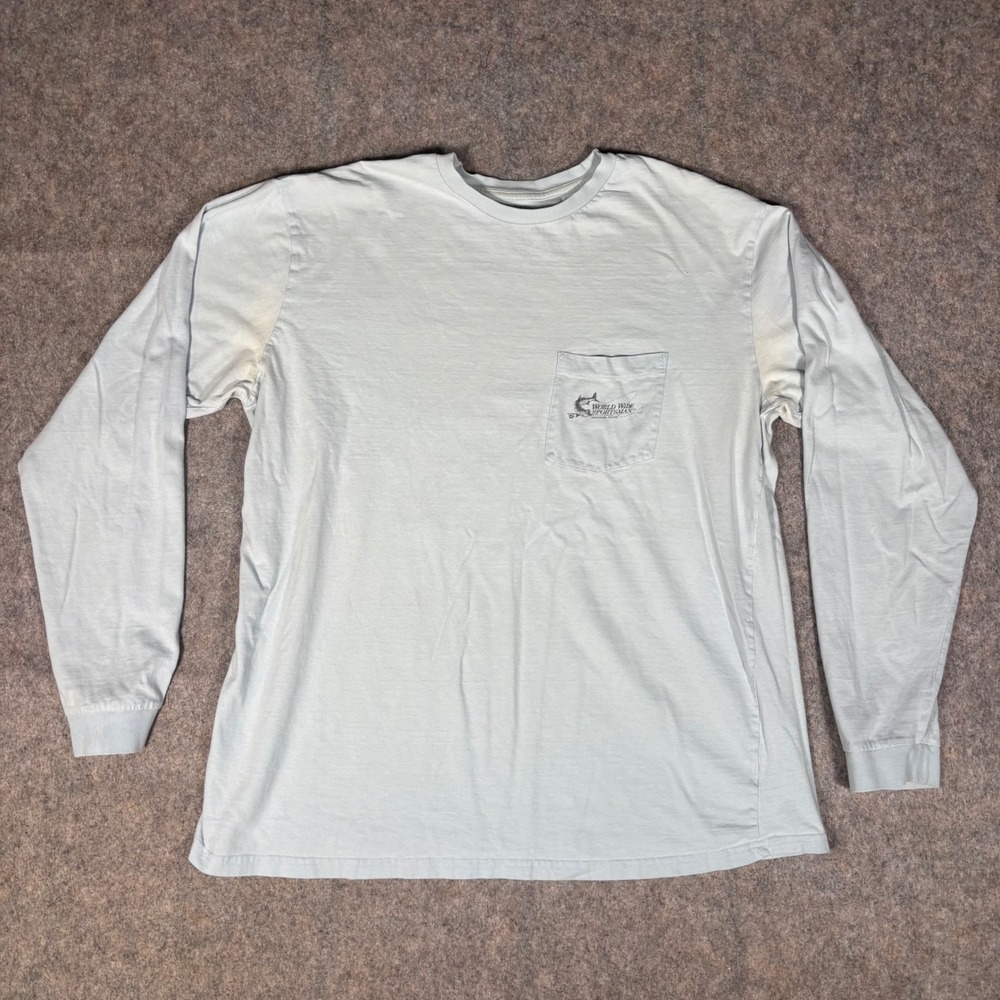 World Wide Sportsman Shirt Mens XL Blue Long Sleeve Islamorada Florida Fishing